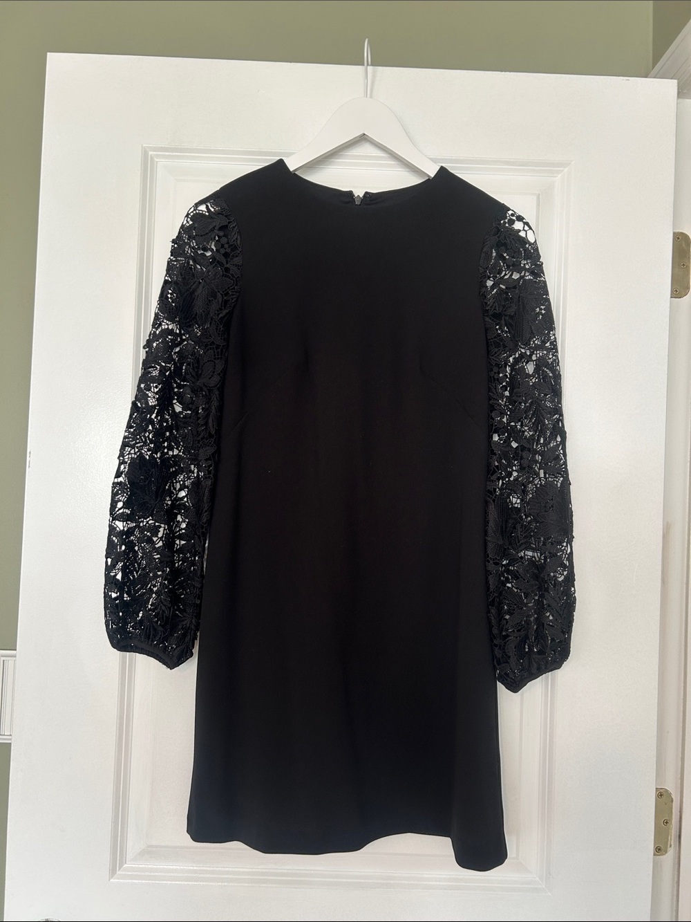 White House Black Market Black Lace-Sleeve Shift Dress